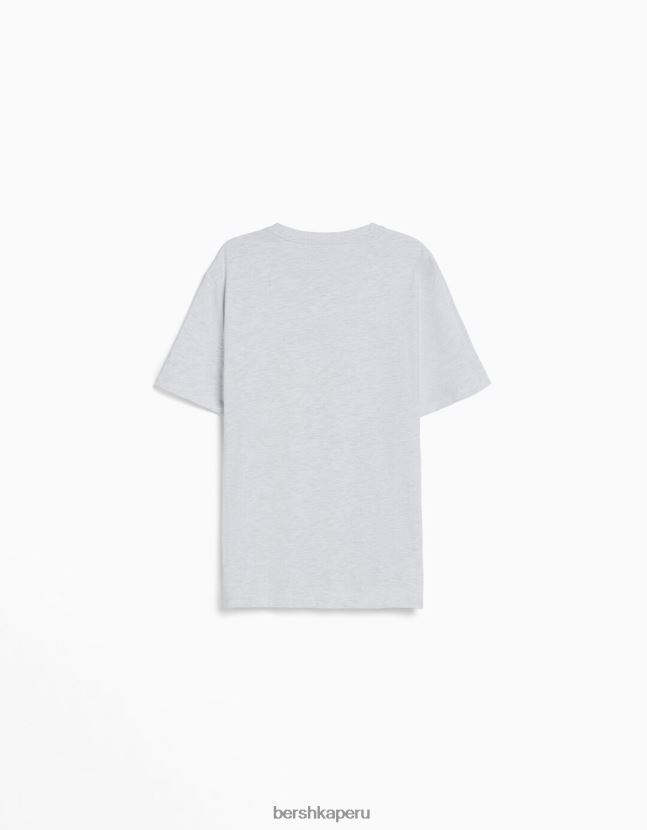 gris Bershka hombres camiseta regular fit de manga corta 806J6B2793