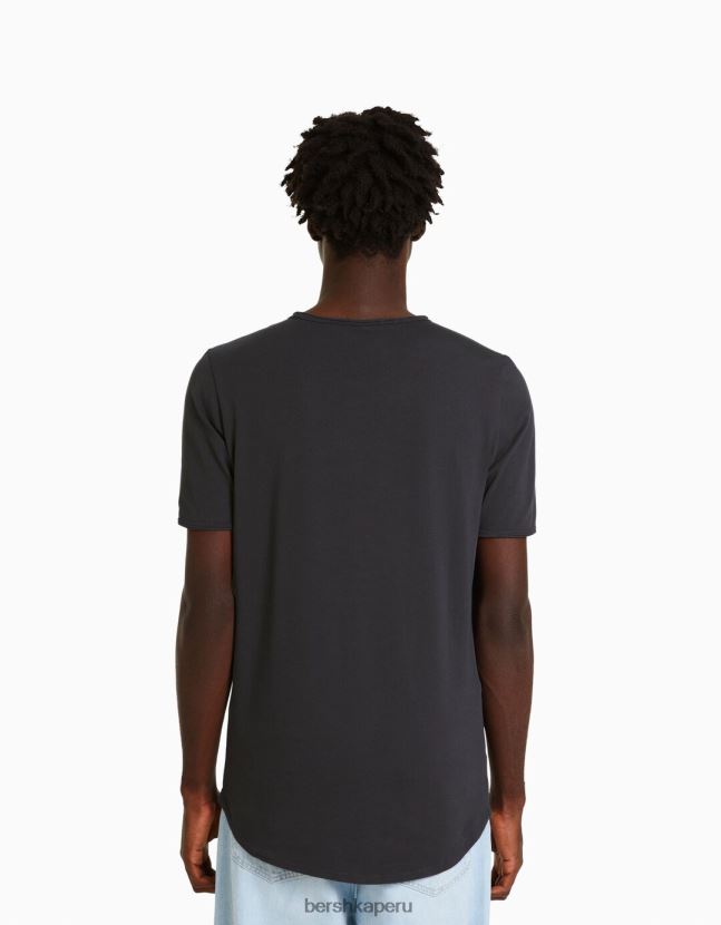 gris Bershka hombres playera de manga corta con ajuste elástico 806J6B2844