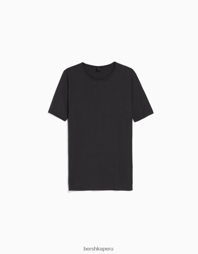 gris Bershka hombres playera de manga corta con ajuste elástico 806J6B2844