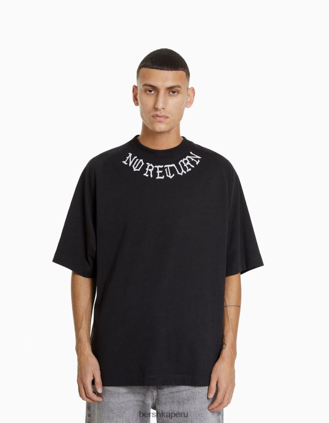 gris Bershka hombres playera oversize de manga corta estampada 806J6B2632