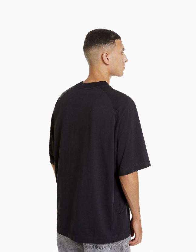 gris Bershka hombres playera oversize de manga corta estampada 806J6B2632