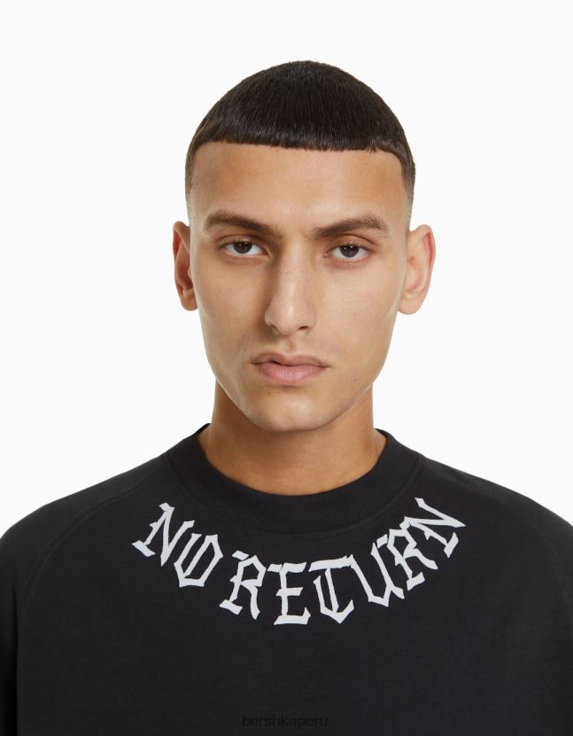 gris Bershka hombres playera oversize de manga corta estampada 806J6B2632