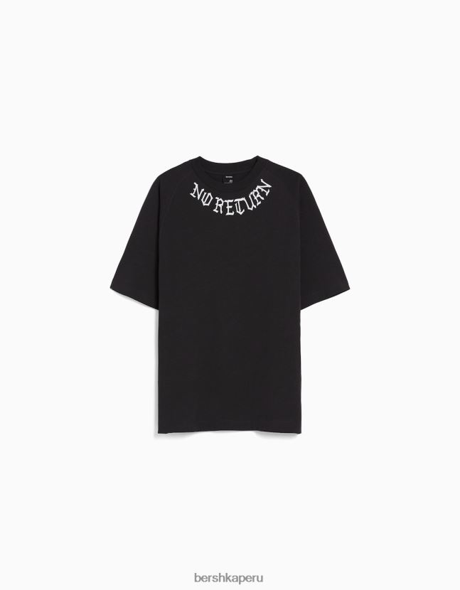 gris Bershka hombres playera oversize de manga corta estampada 806J6B2632