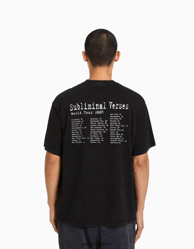 gris oscuro Bershka hombres playera de manga corta con estampado slipknot 806J6B2729