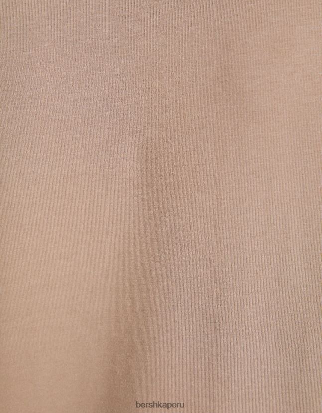 marrón Bershka hombres camiseta de manga corta con cuello alto 806J6B2744