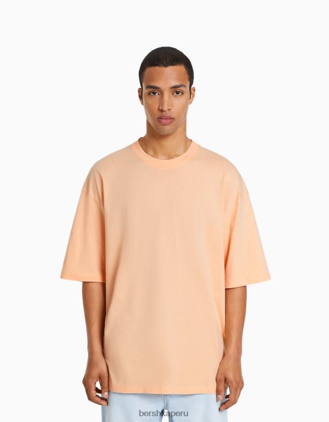 naranja Bershka hombres camiseta oversize de manga corta 806J6B2662