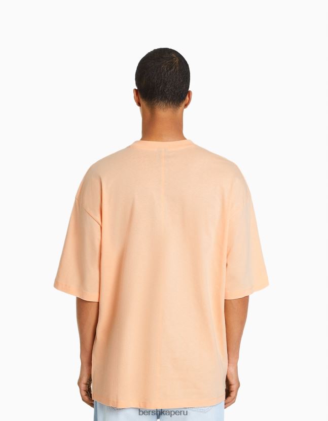 naranja Bershka hombres camiseta oversize de manga corta 806J6B2662