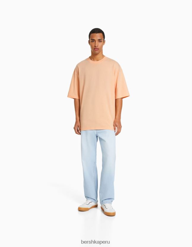 naranja Bershka hombres camiseta oversize de manga corta 806J6B2662