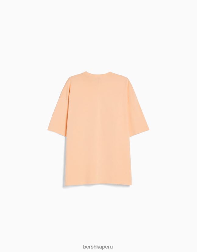 naranja Bershka hombres camiseta oversize de manga corta 806J6B2662
