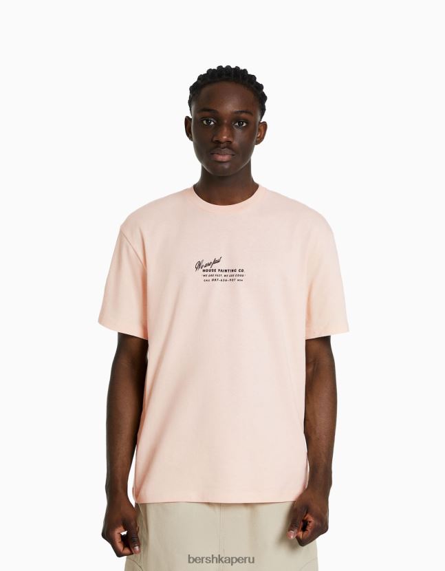 naranja Bershka hombres playera de manga corta con estampado boxy fit 806J6B2828