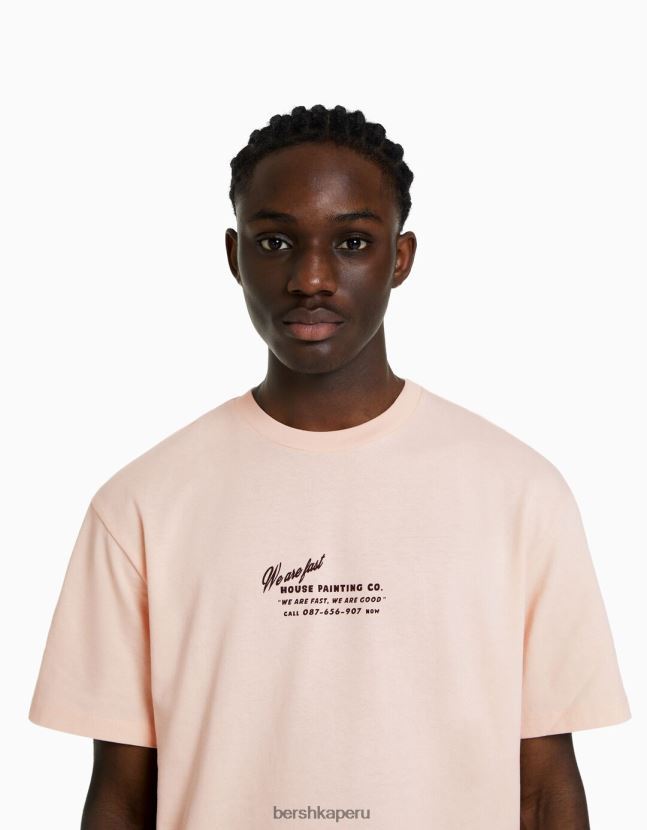 naranja Bershka hombres playera de manga corta con estampado boxy fit 806J6B2828