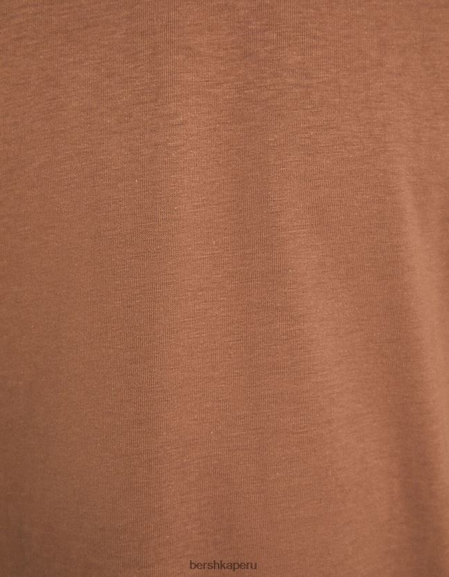 naranja oscuro Bershka hombres camiseta oversize de manga corta 806J6B2664