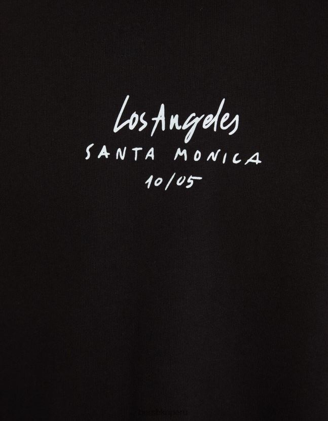 negro Bershka hombres camiseta de manga corta con estampado 806J6B2606