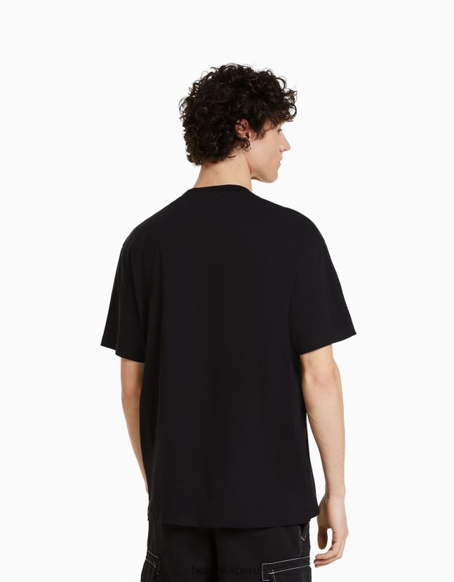 negro Bershka hombres camiseta de manga corta con estampado de cubitos de hielo 806J6B2821