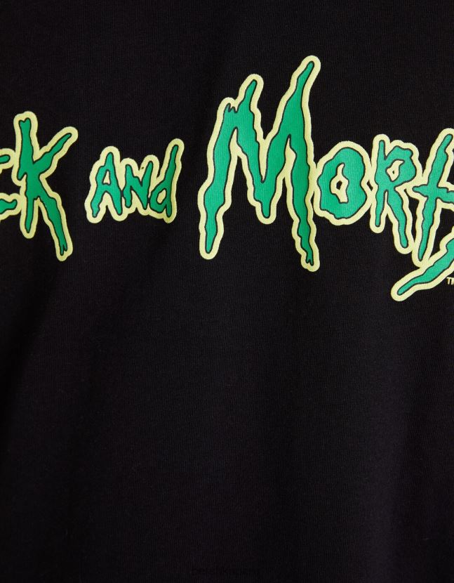 negro Bershka hombres camiseta de manga corta con estampado de rick & morty 806J6B2854