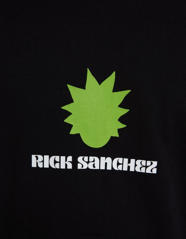 negro Bershka hombres camiseta de manga corta con estampado de rick y morty 806J6B2857