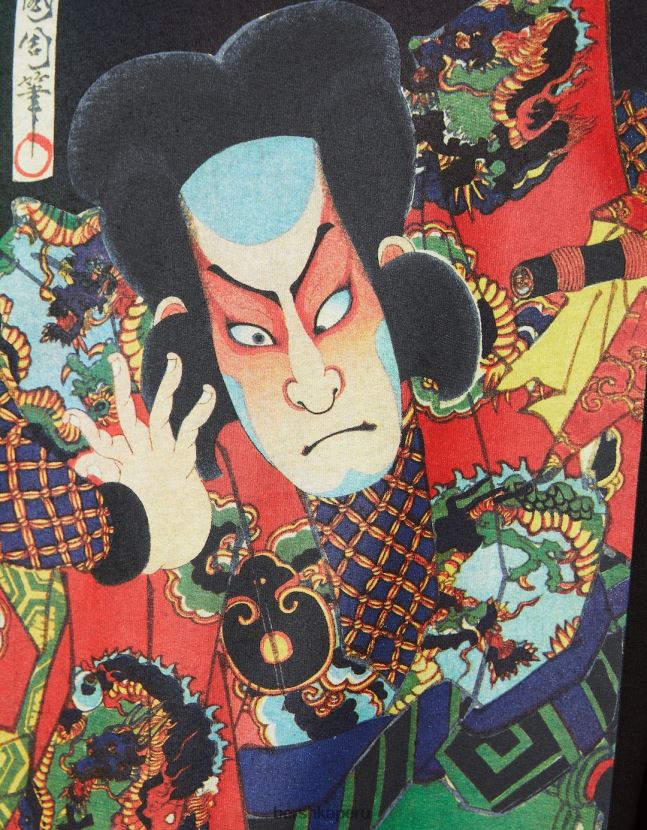 negro Bershka hombres camiseta de manga corta con estampado de serie de arte 806J6B2638