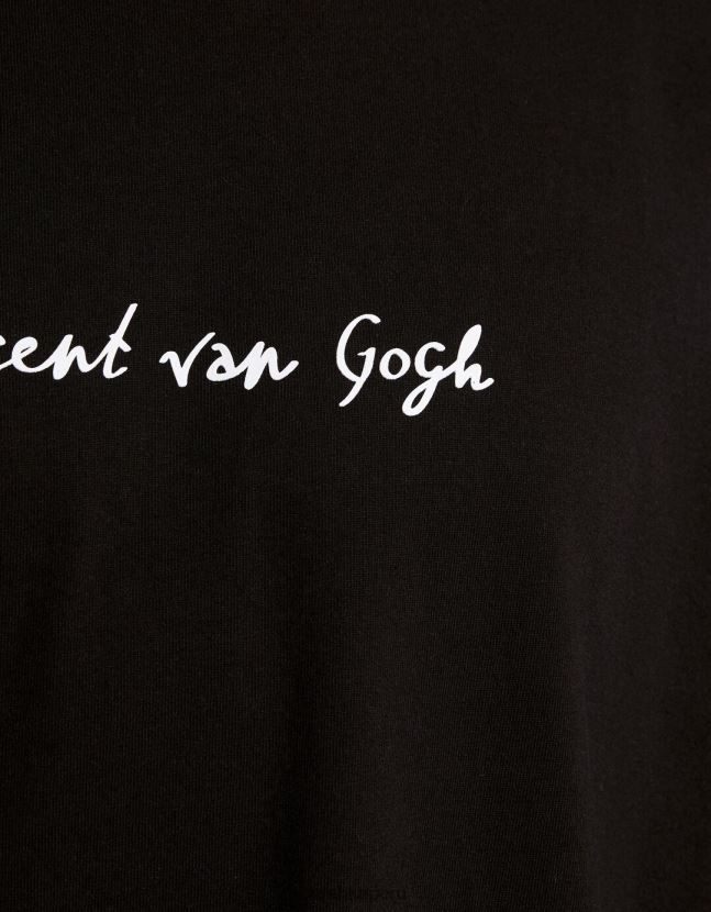 negro Bershka hombres camiseta de manga corta con estampado de van gogh 806J6B2626