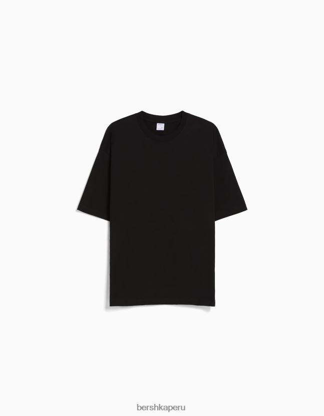 negro Bershka hombres camiseta oversize de manga corta 806J6B2665