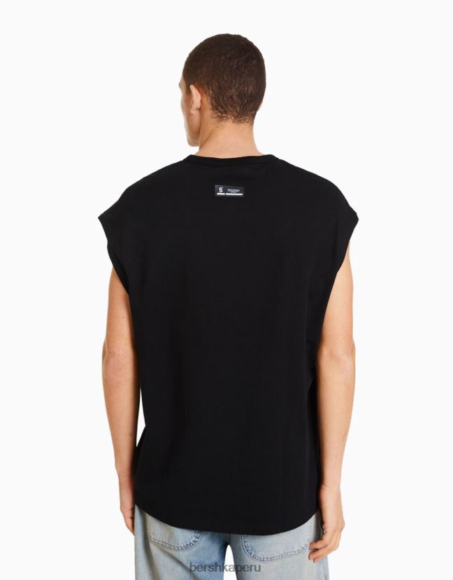 negro Bershka hombres camiseta oversize sin mangas 806J6B2809