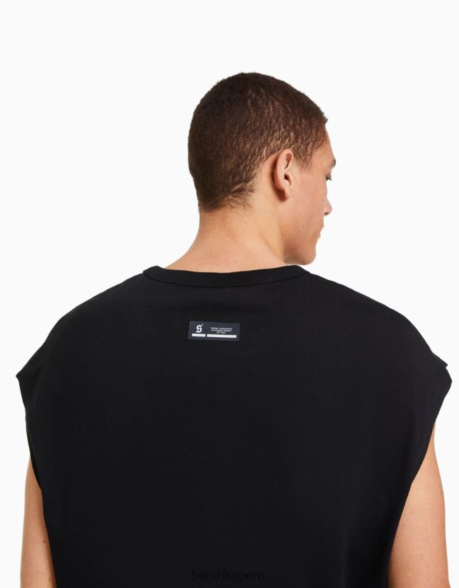 negro Bershka hombres camiseta oversize sin mangas 806J6B2809