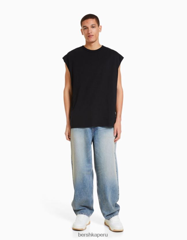 negro Bershka hombres camiseta oversize sin mangas 806J6B2809