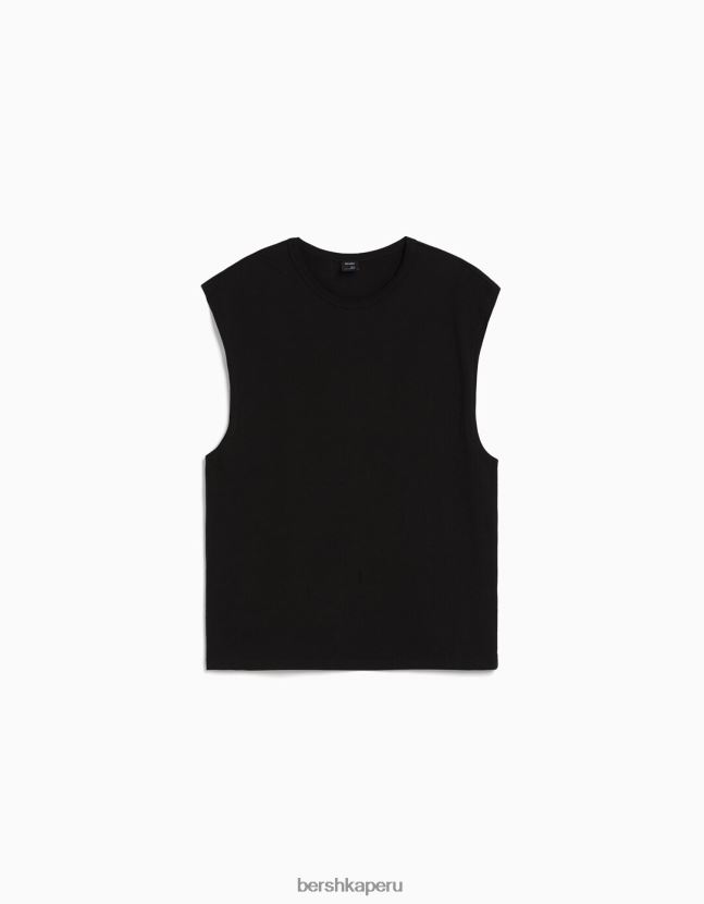 negro Bershka hombres camiseta oversize sin mangas 806J6B2809