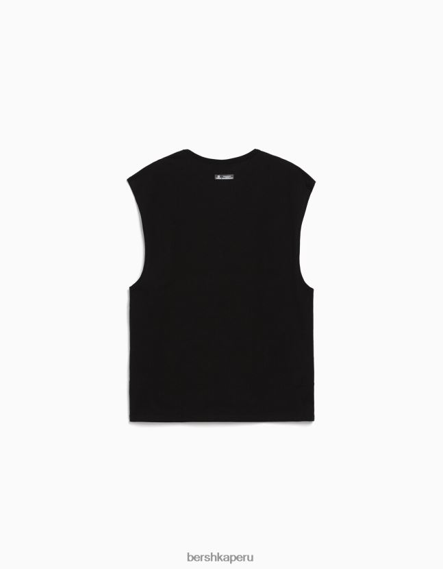 negro Bershka hombres camiseta oversize sin mangas 806J6B2809