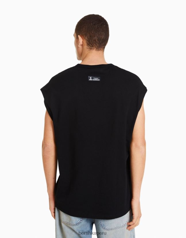 negro Bershka hombres camiseta oversize sin mangas 806J6B2811