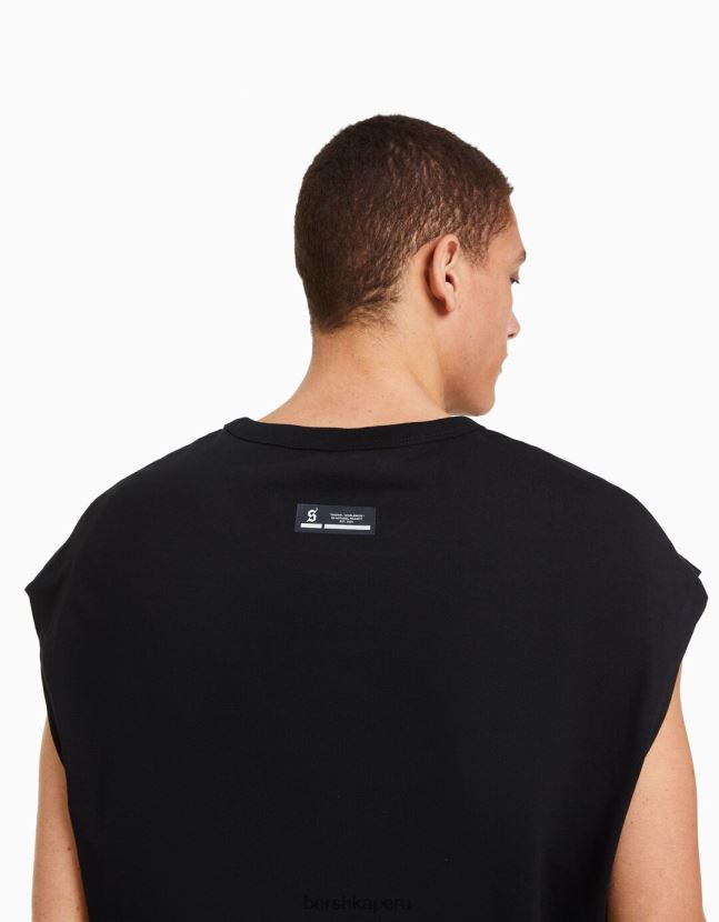 negro Bershka hombres camiseta oversize sin mangas 806J6B2811