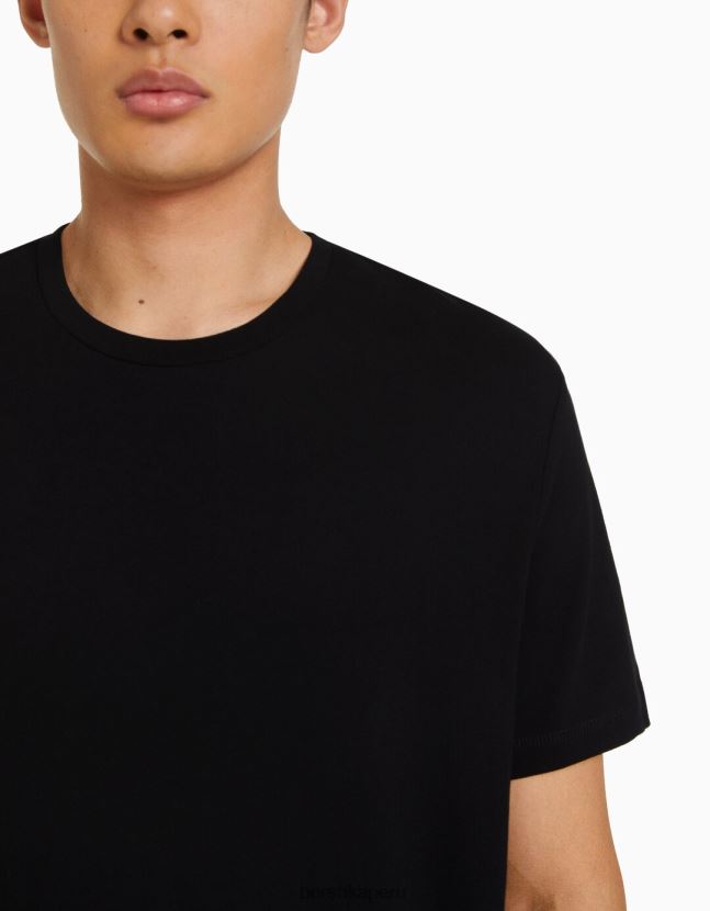 negro Bershka hombres camiseta regular fit de manga corta 806J6B2797