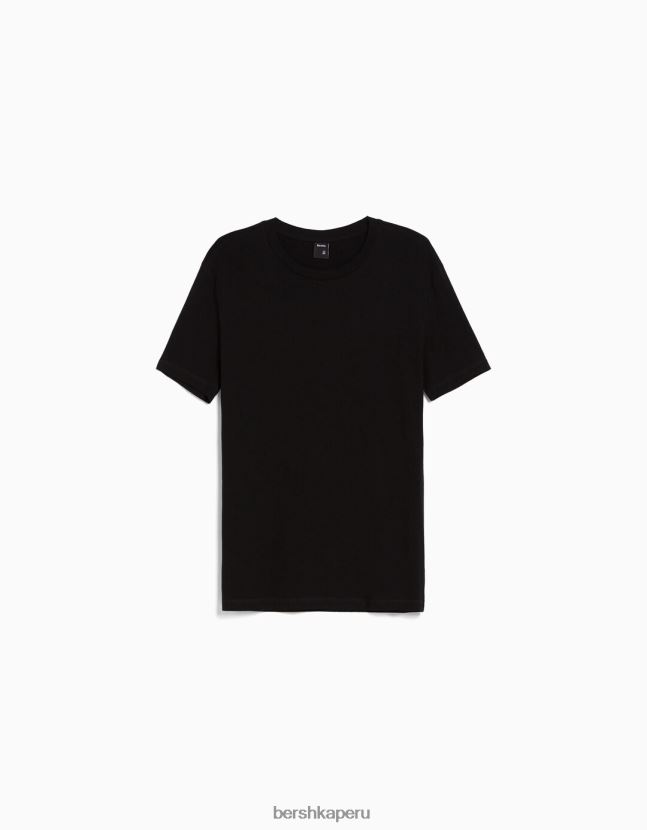 negro Bershka hombres camiseta regular fit de manga corta 806J6B2797