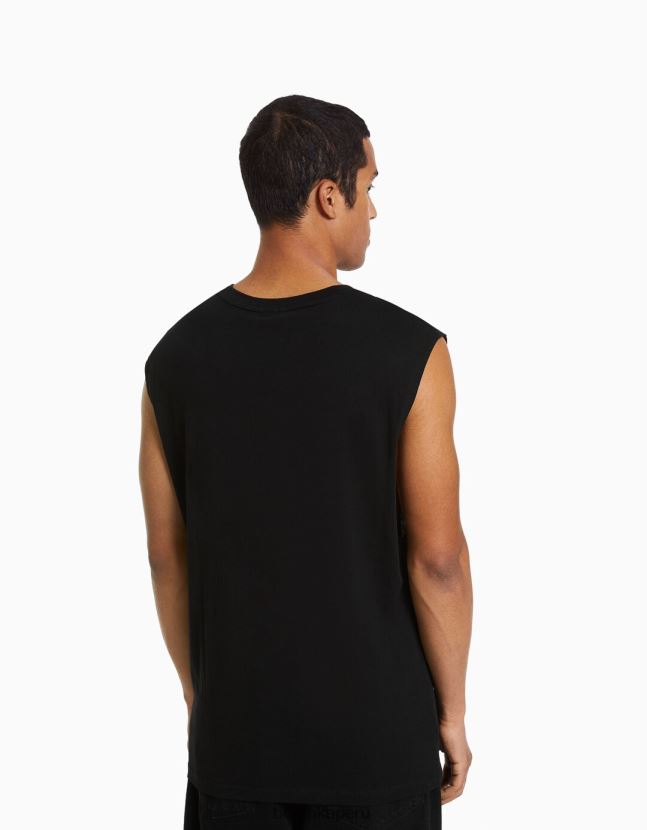 negro Bershka hombres camiseta sin mangas estilo constructor 806J6B2783