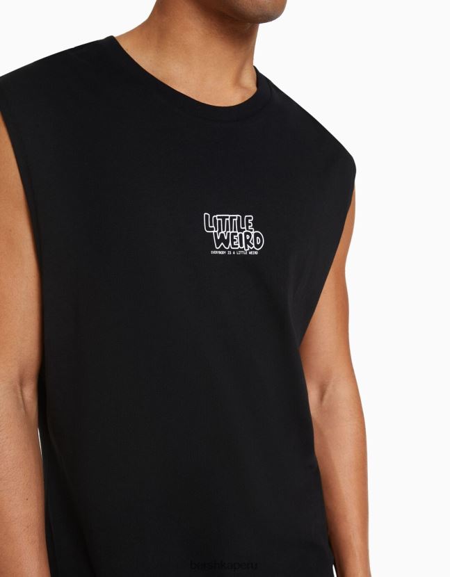 negro Bershka hombres camiseta sin mangas estilo constructor 806J6B2783