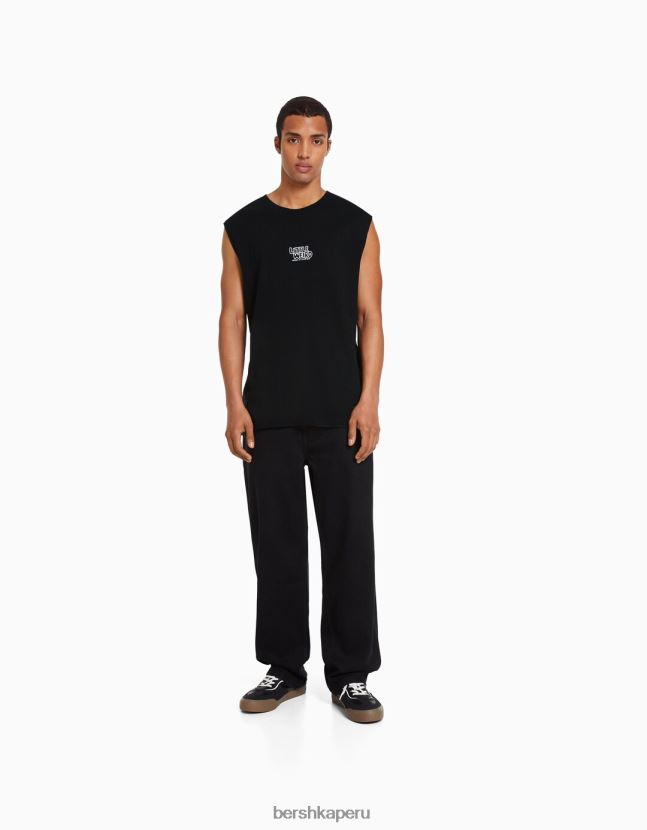 negro Bershka hombres camiseta sin mangas estilo constructor 806J6B2783