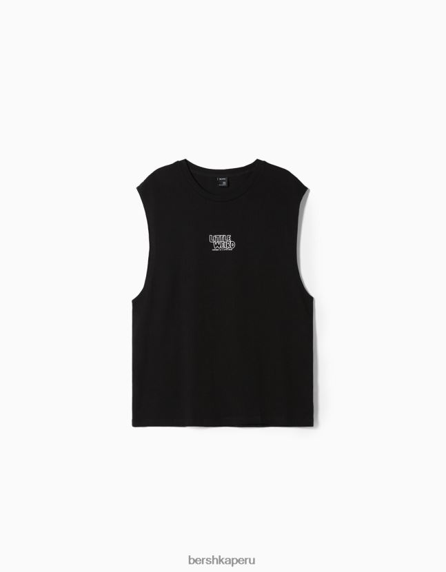 negro Bershka hombres camiseta sin mangas estilo constructor 806J6B2783