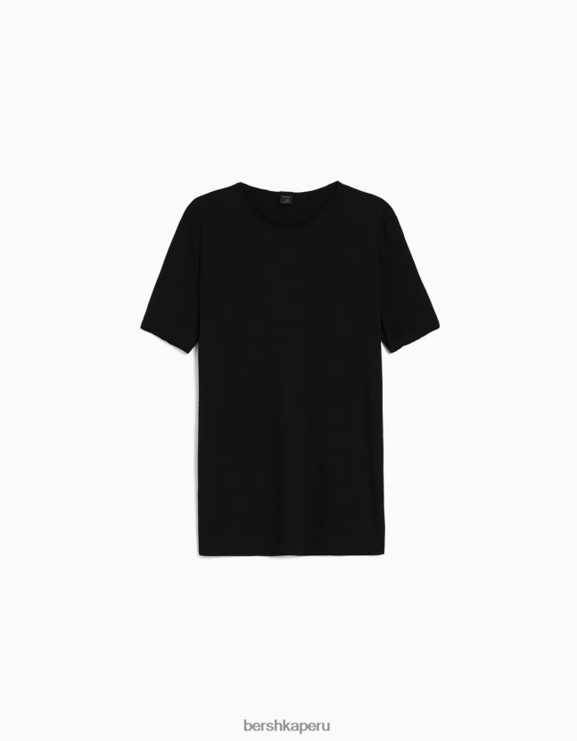 negro Bershka hombres playera de manga corta con ajuste elástico 806J6B2845