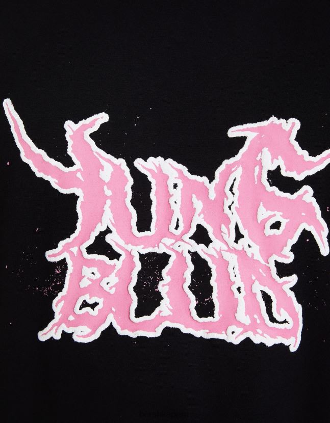 negro Bershka hombres playera de manga corta con estampado de yungblud de corte boxy 806J6B2791