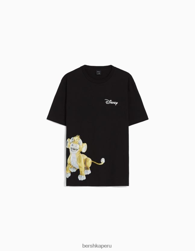 negro Bershka hombres playera holgada con estampado de disney 806J6B2693