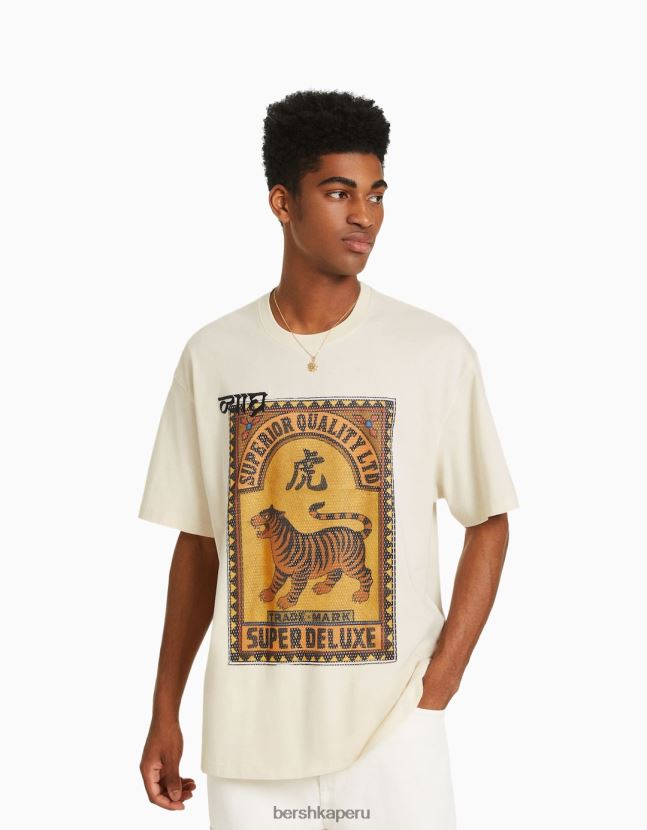 otro Bershka hombres camiseta de manga corta con parche de malla bordado 806J6B2604