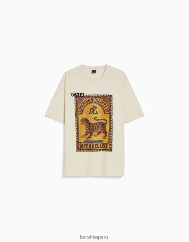 otro Bershka hombres camiseta de manga corta con parche de malla bordado 806J6B2604