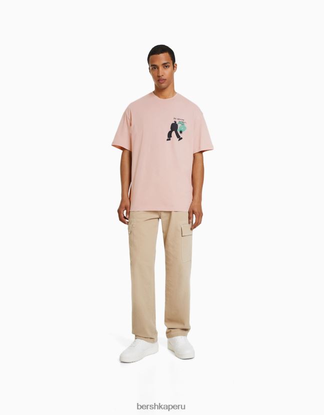 otro Bershka hombres playera de manga corta ajustada con estampado 806J6B2816