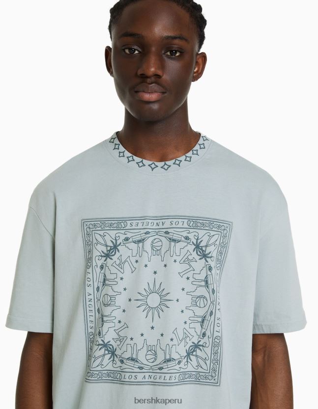 otro Bershka hombres playera de manga corta con estampado boxy fit 806J6B2703