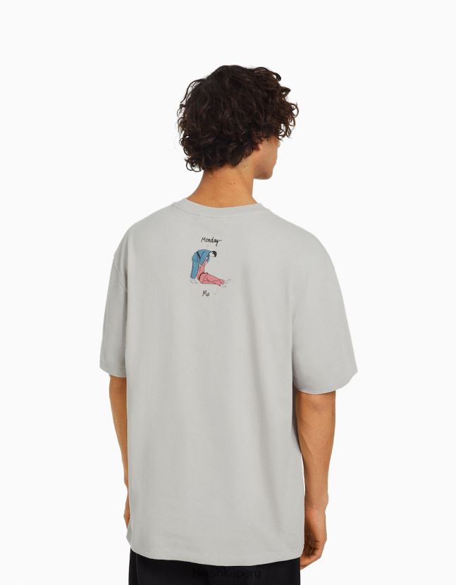 piedra Bershka hombres camiseta de manga corta con estampado 806J6B2676
