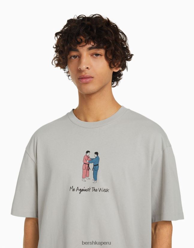 piedra Bershka hombres camiseta de manga corta con estampado 806J6B2676