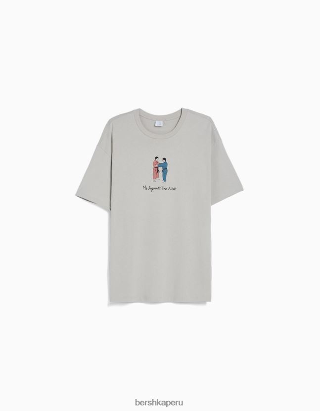 piedra Bershka hombres camiseta de manga corta con estampado 806J6B2676