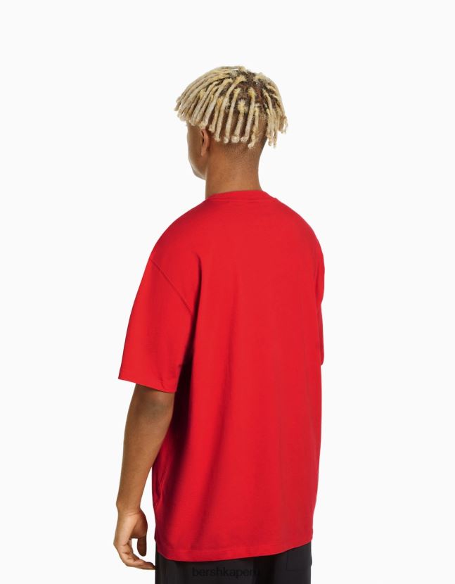 rojo Bershka hombres camiseta boxy fit de manga corta con estampado de boxeo 806J6B2706