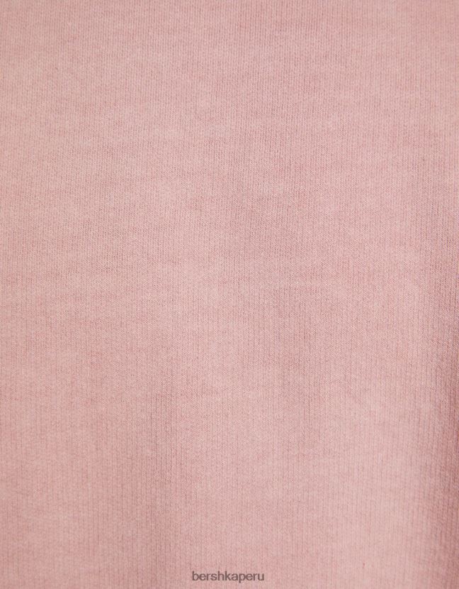 rosa Bershka hombres camiseta de manga corta desteñida 806J6B2646