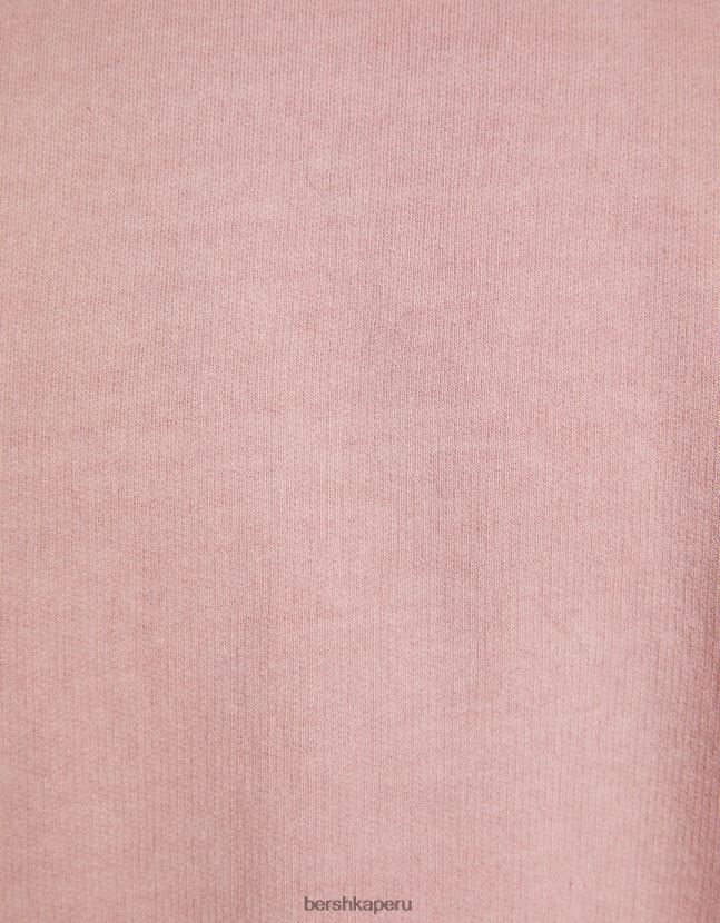 rosa Bershka hombres camiseta de manga corta desteñida 806J6B2648