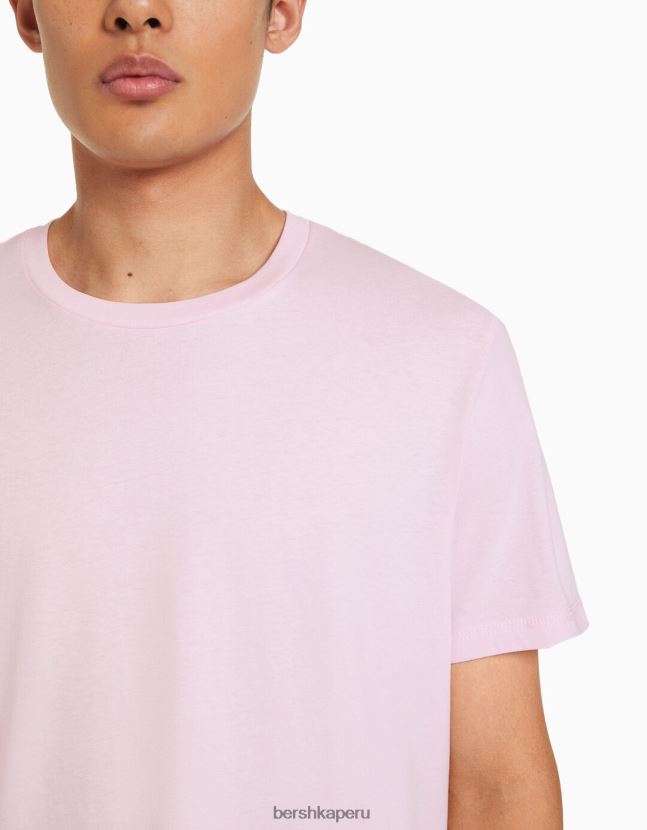 rosa Bershka hombres camiseta regular fit de manga corta 806J6B2794